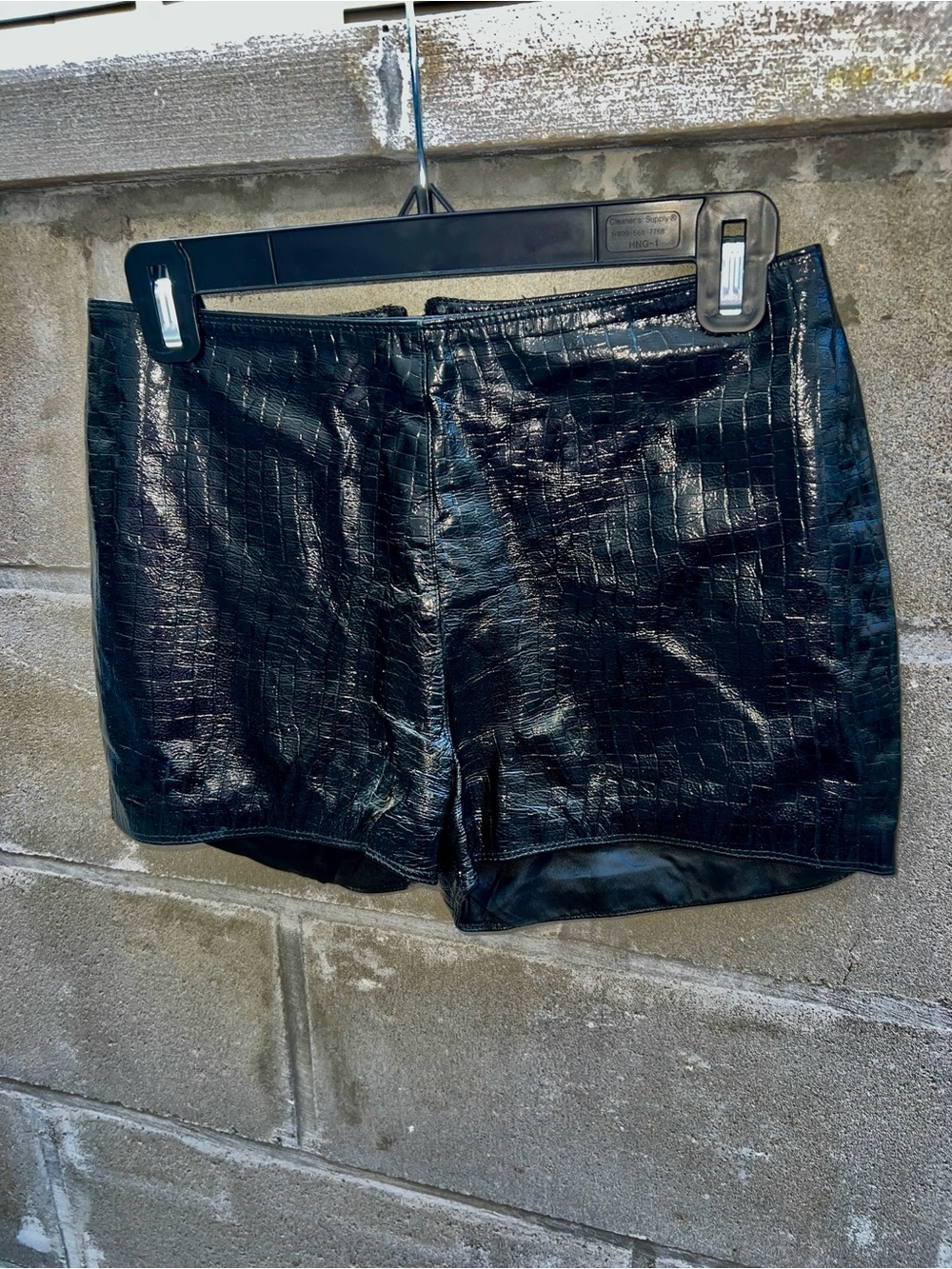 Gianni Versace Black Croc Leatherette Women's Shorts